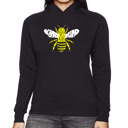 Black Large Bee Kind - Women's Word Art Hooded Sweatshirt