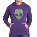 Purple Medium Beware of Humans - Women's Word Art Hooded Sweatshirt
