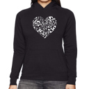 Black Small Heart Notes - Women's Word Art Hooded Sweatshirt