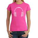 Pink XXL Women's Word Art T-Shirt - 63 DIFFERENT GENRES OF MUSIC