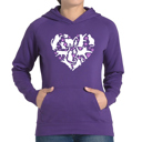 Purple Large Cat Heart - Women's Word Art Hooded Sweatshirt