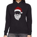 Black Medium Feliz Navidad Santa Claus - Women's Word Art Hooded Sweatshirt