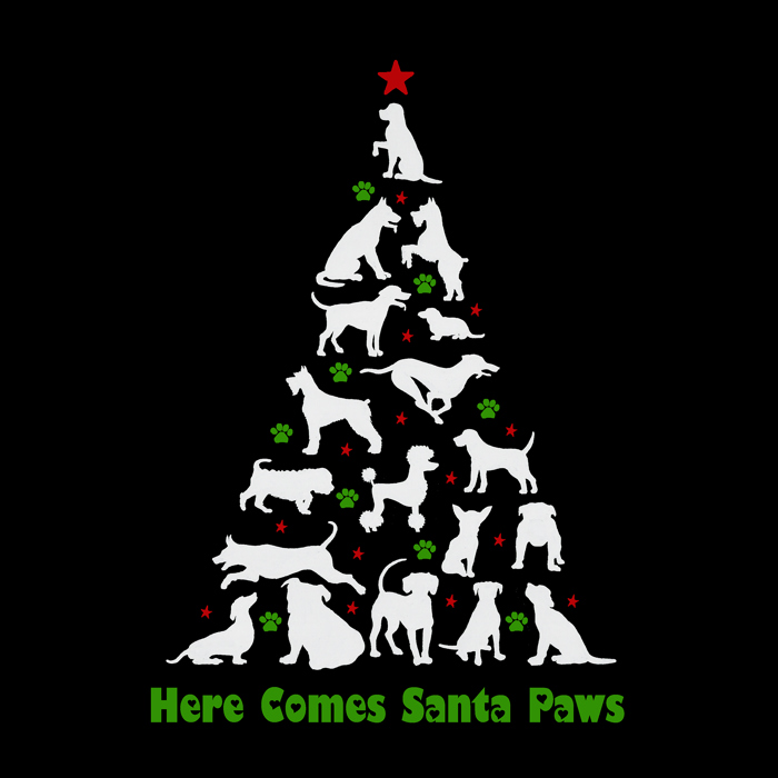 Here Comes Santa Paws - Women's Word Art Hooded Sweatshirt