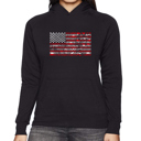 Black Small Fireworks American Flag - Women's Word Art Hooded Sweatshirt