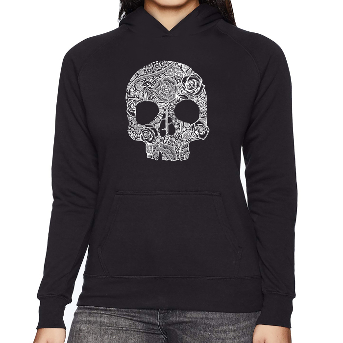 Flower Skull - Women's Word Art Hooded Sweatshirt
