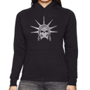 Black XXL Freedom Skull - Women's Word Art Hooded Sweatshirt