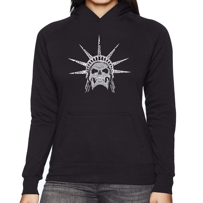 Freedom Skull - Women's Word Art Hooded Sweatshirt