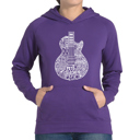 Purple XL Rock Guitar Head - Women's Word Art Hooded Sweatshirt
