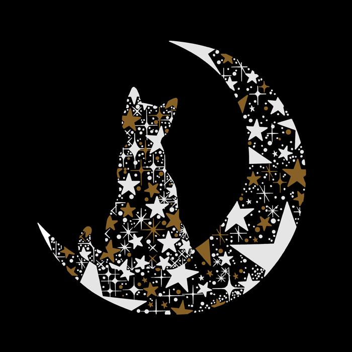 Cat Sitting On Moon - Women's Word Art Hooded Sweatshirt