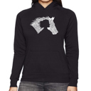 Black Large Girl Horse - Women's Word Art Hooded Sweatshirt