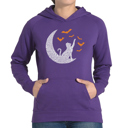 Purple XL Lunar Bats - Women's Word Art Hooded Sweatshirt