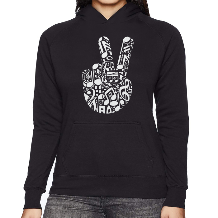 Peace Finger Notes - Women's Word Art Hooded Sweatshirt