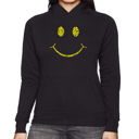 Black XXL Be Happy Smiley Face - Women's Word Art Hooded Sweatshirt