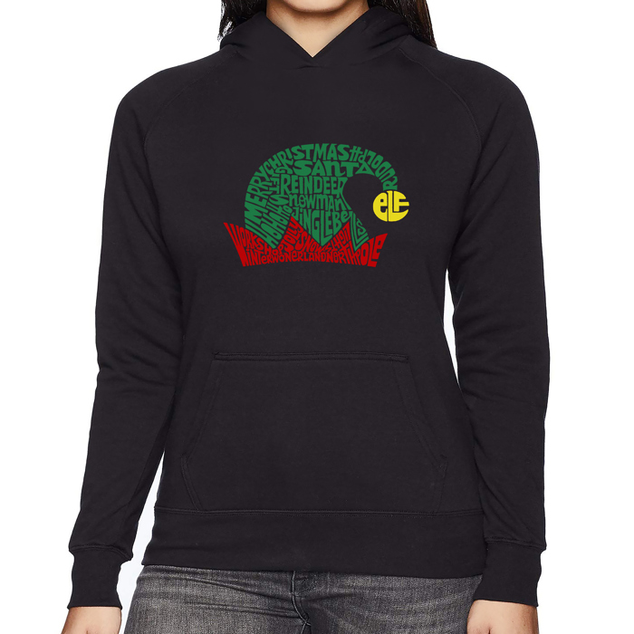 Christmas Elf Hat - Women's Word Art Hooded Sweatshirt