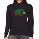 Black XL Christmas Elf Hat - Women's Word Art Hooded Sweatshirt