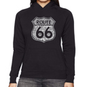 Black Small Route 66 - Life is a Highway - Women's Word Art Hooded Sweatshirt