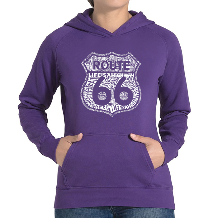 Route 66 - Life is a Highway - Women's Word Art Hooded Sweatshirt