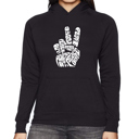 Black XL Peace Out - Women's Word Art Hooded Sweatshirt