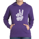Purple XXXL Peace Out - Women's Word Art Hooded Sweatshirt
