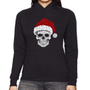 Black Large Santa Skull - Women's Word Art Hooded Sweatshirt