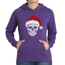 Purple Small Santa Skull - Women's Word Art Hooded Sweatshirt
