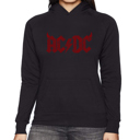 Black Large ACDC - Women's Word Art Hooded Sweatshirt