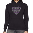 Black Large XOXO Heart - Women's Word Art Hooded Sweatshirt