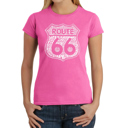 Pink Large Women's Word Art T-Shirt - Route 66 - Life is a Highway