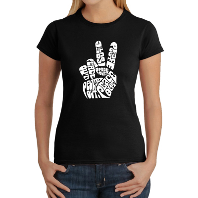 Women's Word Art T-Shirt - Peace Out