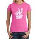 Pink XL Women's Word Art T-Shirt - Peace Out