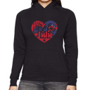 Black Medium July 4th Heart - Women's Word Art Hooded Sweatshirt
