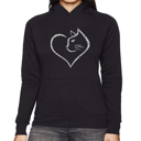 Black Small Cat Heart - Women's Word Art Hooded Sweatshirt