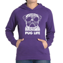 Purple XXL Pug Life - Women's Word Art Hooded Sweatshirt