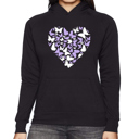 Black XXXL Butterfly Heart - Women's Word Art Hooded Sweatshirt