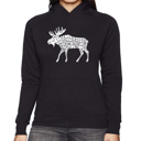 Black XL Moose - Women's Word Art Hooded Sweatshirt
