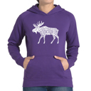 Purple Medium Moose - Women's Word Art Hooded Sweatshirt