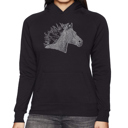 Black Small Horse Mane - Women's Word Art Hooded Sweatshirt