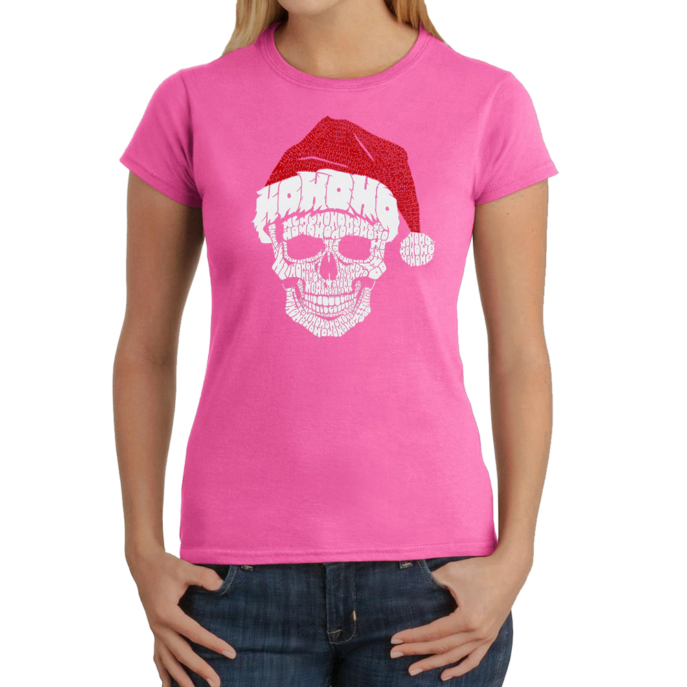 Santa Skull - Women's Word Art T-Shirt