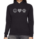 Black Medium Peace Love Cats - Women's Word Art Hooded Sweatshirt
