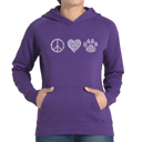 Purple XXXL Peace Love Cats - Women's Word Art Hooded Sweatshirt