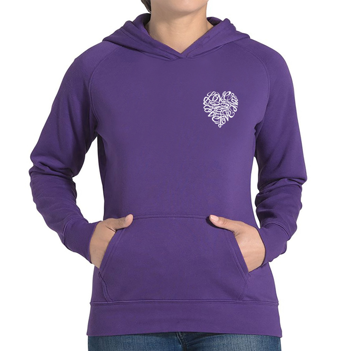 Cursive Heart - Women's Word Art Hooded Sweatshirt