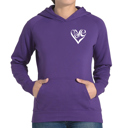 Purple Medium Script Heart - Women's Word Art Hooded Sweatshirt