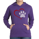 Purple XL Paw Heart - Women's Word Art Hooded Sweatshirt