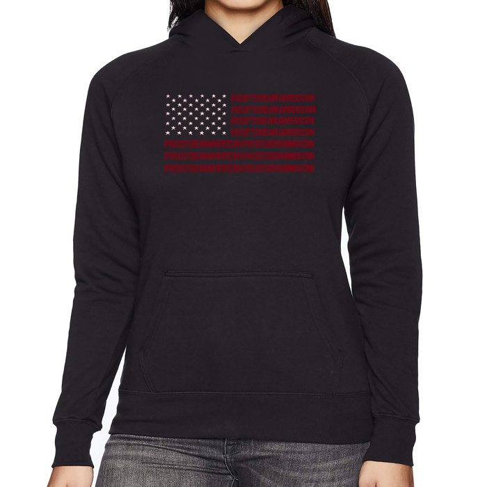 Proud To Be An American - Women's Word Art Hooded Sweatshirt