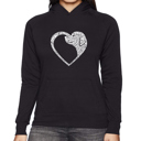 Black Large Dog Heart - Women's Word Art Hooded Sweatshirt