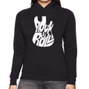 Black XXXL Rock And Roll Guitar - Women's Word Art Hooded Sweatshirt