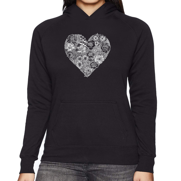 Heart Flowers - Women's Word Art Hooded Sweatshirt