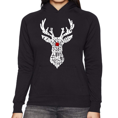 Women's Word Art Hooded Sweatshirt - Santa's Reindeer