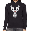 Black XXL Women's Word Art Hooded Sweatshirt - Santa's Reindeer