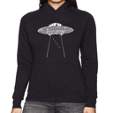 Black Large Flying Saucer UFO - Women's Word Art Hooded Sweatshirt